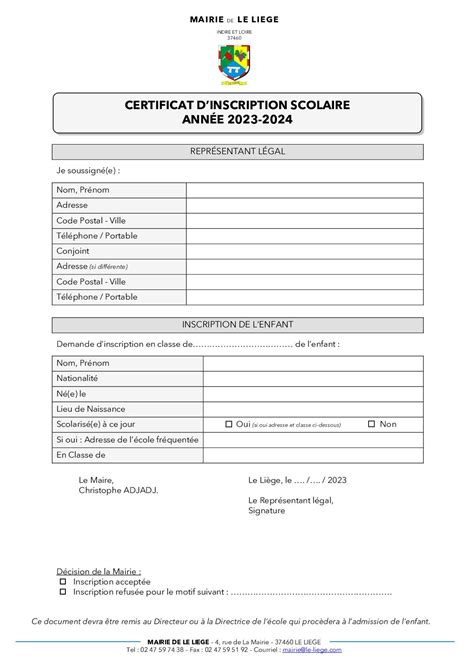 Calaméo Certificat D inscription Scolaire 2023 2024