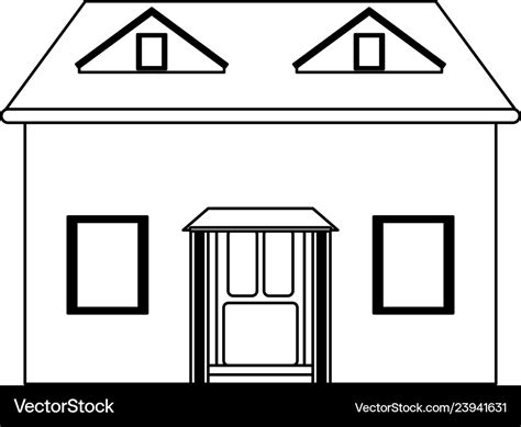 House real estate cartoon isolated black and white