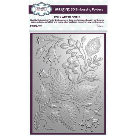 Sue Wilson 3D Embossing Folder Folk Art Blooms EF3D 076 Craftlines B V