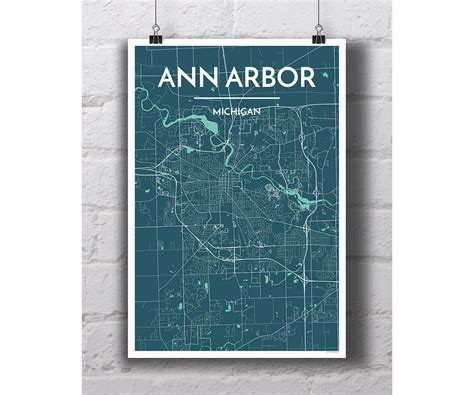 Ann Arbor Michigan City Map Print