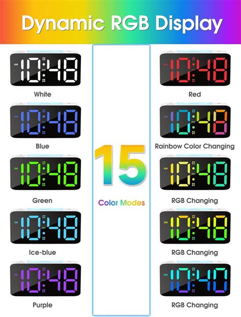 Super Loud Alarm Clock For Heavy Sleepers Adults Rgb Digital Clock With 7 C