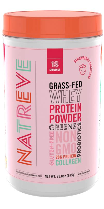 Buy Natreve Grass Fed Whey Protein Powder Strawberry Shortcake At Well