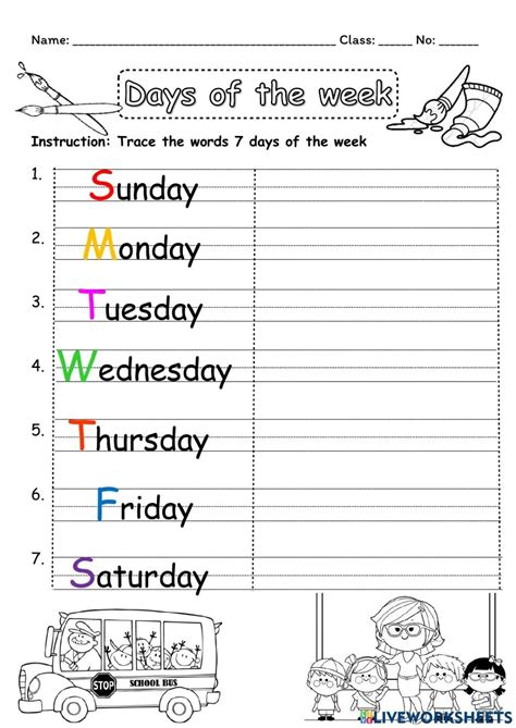 Days Of The Week Interactive Worksheet Edform