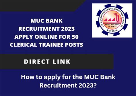 MUC Bank Recruitment 2023 Apply For 50 Clerical Posts