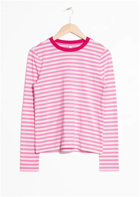 Striped Long Sleeve T Shirt Pink Striped Shirt Striped Tee Shirts