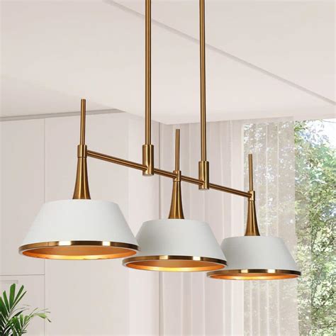 LNC Idaikos Modern 3 Light White And Gold Chandelier Island Light With