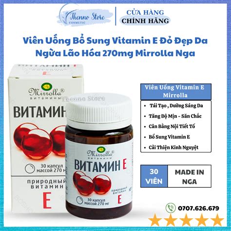 Viên Uống Bổ Sung Vitamin E Đỏ Đẹp Da Ngừa Lão Hóa 270mg Mirrolla Nga Hộp 30 Viên Shopee Việt Nam