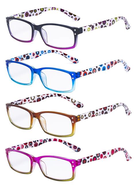 Ladies Reading Glasses 4 Pack Cute Dot Pattern Temples Readers Women ...