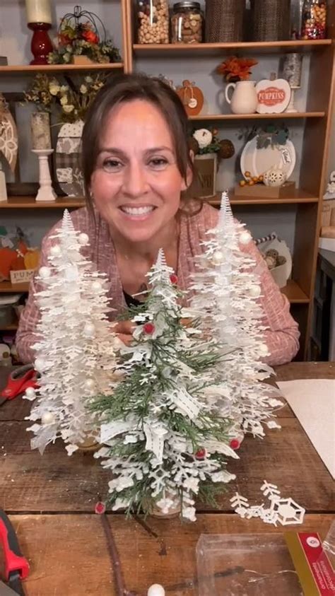 Flocked Christmas Trees Decorated Dollar Tree Christmas Decor Crystal