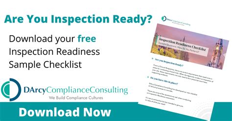 Inspection Readiness Checklist DArcy Compliance Consulting