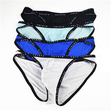 Sexy Mens Nylon Briefs Cool Ice Silk Low Rise Underwear Bikini Pouch