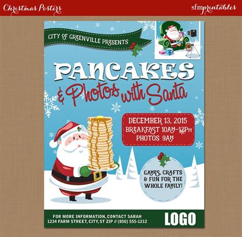 Pancake Breakfast With Santa Flyer Photos With Santa Clause Poster