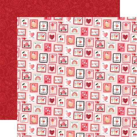 My Valentine Double Sided Cardstock 12X12 Love Letter Stamps 793888110199