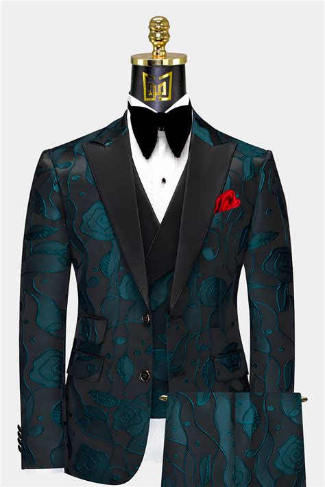 Black And Teal Tuxedo Suit Gentleman S Guru