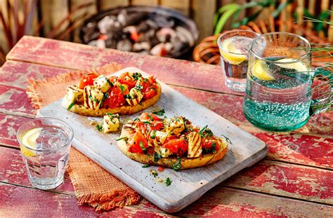 Roast Tomato And Halloumi Bruschetta Recipe Bbq Recipes Tesco Real Food