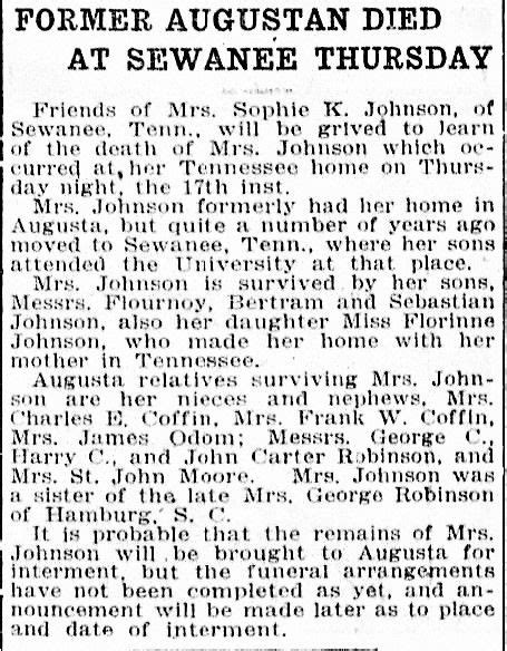 Sophia Flournoy Carter Johnson 1845 1917 Find a Grave äreminne