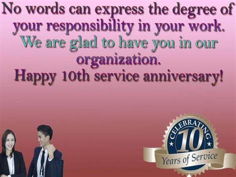 Congratulations Messages For 10 Year Work Service Anniversary