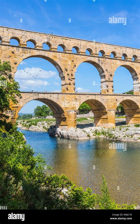 Aqueduct Pont Du Gardon In Provence Stock Photo Alamy