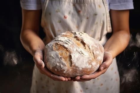 O padeiro está a fazer no forno pão de fermento fresco massa de