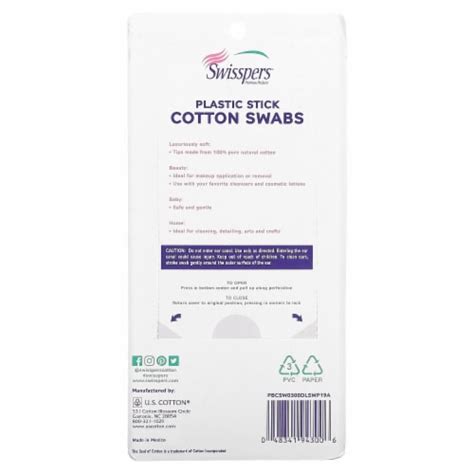 Swisspers Cotton Swabs Cotton Double Tipped White Plastic Sticks