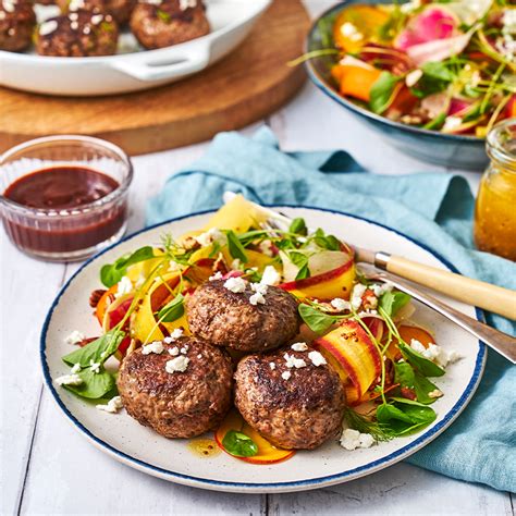 Beef & Mushroom Rissoles with Rainbow Salad | Australian Beef - Recipes