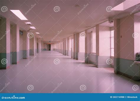 Shot of an Empty Hallway of School Stock Photo - Image of modern, space ...