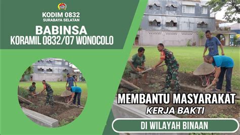 Babinsa Koramil Wonocolo Membantu Masyarakat Kerja Bakti Di Wilayah