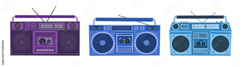 Boombox Illustration Cassette Player Retro Cassette Recorder Music