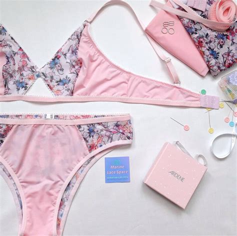 Sheer Floral Lingerie Set Sexy Pink Bralette Erotic Gift For Etsy