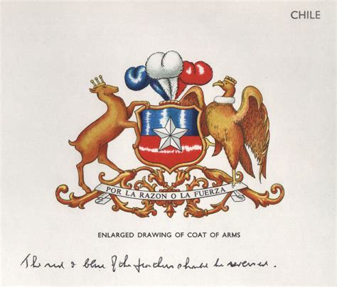 Chile Flags Coat Of Arms 1958 Old Vintage Print Picture