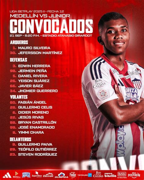 Estos son los 18 convocados por Junior para enfrentar al Medellín