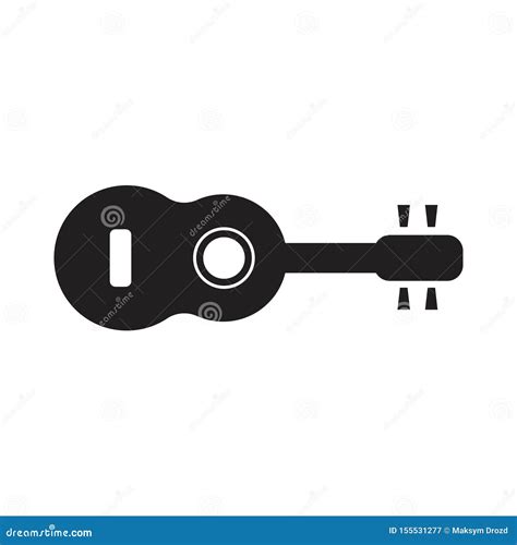 Guitar Icon Vector Acoustic Musical Instrument Sign Isolated On White