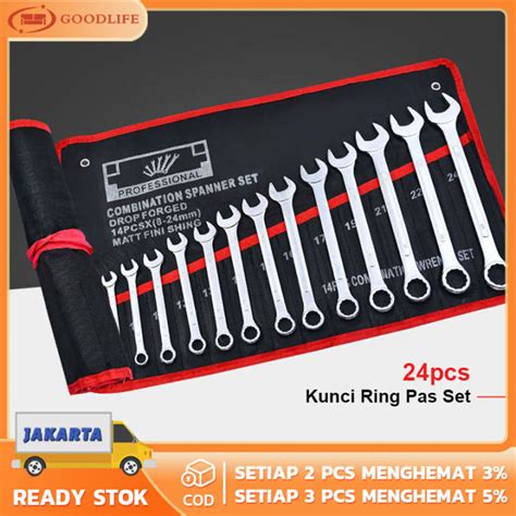 Kunci Ring Pas Set 14 Pcs Combination Wrench 14 Pcs 8mm 24mm Lazada