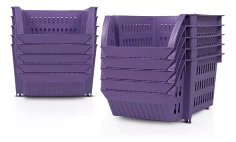 Kit 10 Bin Organizador Mini Cesto Encaixável Roxo MercadoLivre