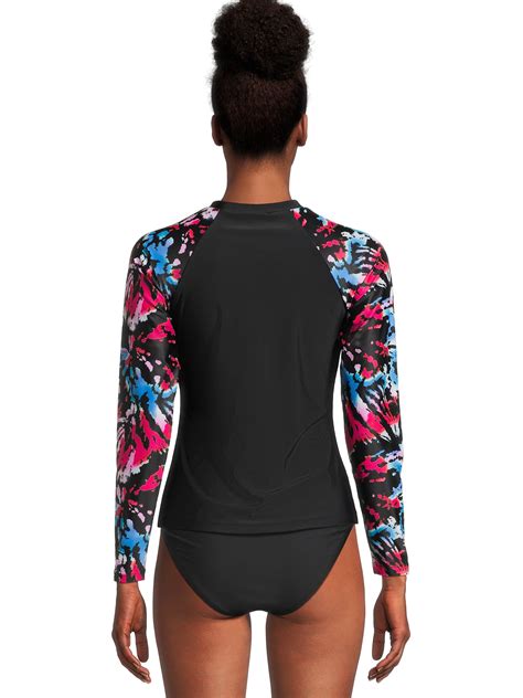 Reebok Women S Swim Long Sleeve Rash With Binding Neck And Zipper Upf 50 Sizes Xs Xxl