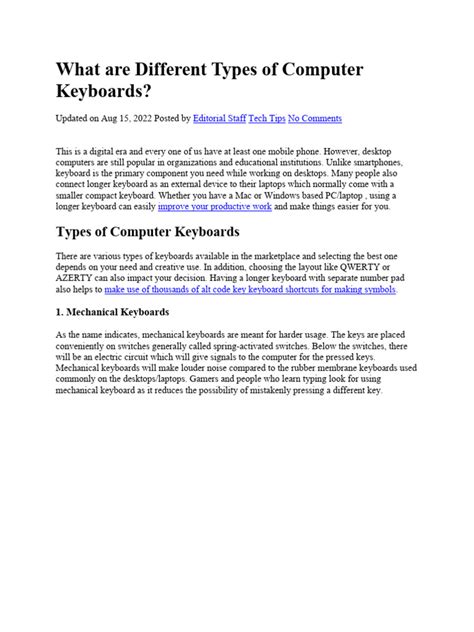 What Are Different Types of Computer Keyboards | PDF | Computer ...