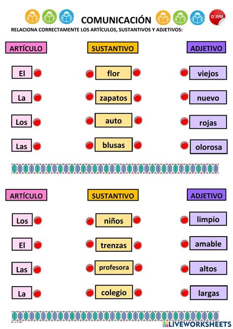 Ficha Online De Concordancia Entre El Sustantivo Y Adjetivo Para