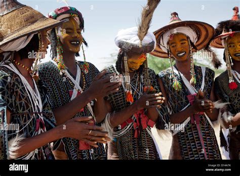 Young Wodaabe Men Are Dancing The Traditional Gerewol Dance At The Traditional Gerewol Festival