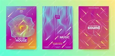 Premium Vector | Edm posters set for electronic music festival