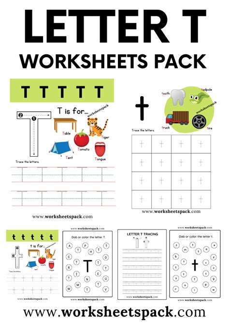 Free Letter T Printable Worksheets PDF - worksheetspack