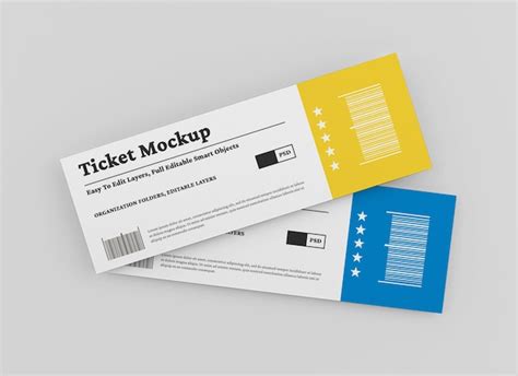 Premium PSD | Ticket mockup design isolated