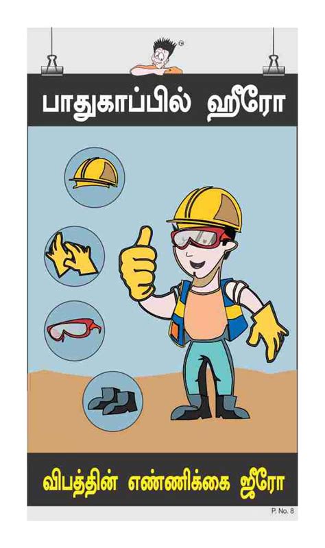 Posterkart PPE Safety Poster Safety Guards Tamil 66 Cm X 36 Cm X 1 Cm