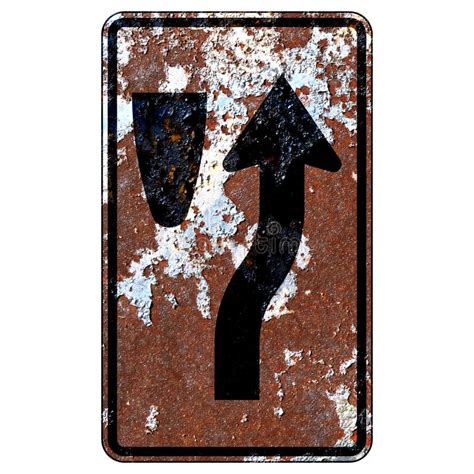 Old Rusty American Road Sign Keep Right Median Island Less Than