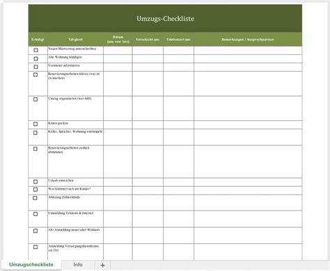 Umzugscheckliste Mit Excel Und Als Pdf