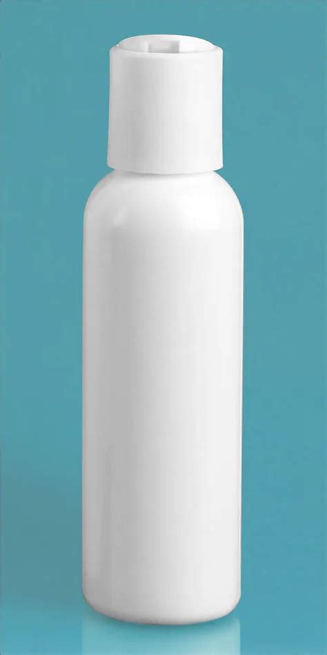 8 Oz White PET Cosmo Round Bottles W White Disc Top Caps