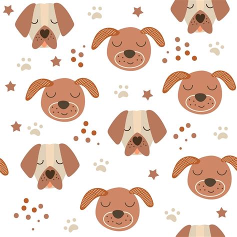 Hundegesicht Nahtloses Musterdesign Vektor Illustration Premium Vektor