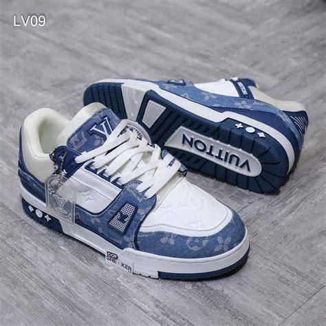 Gi Y Louis Vuitton Lv Trainer Monogram Denim White Blue Si U C P Cop