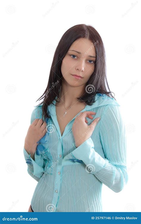 Fille Sensuelle Dans Une Chemise Bleue Photo Stock Image Du Fond