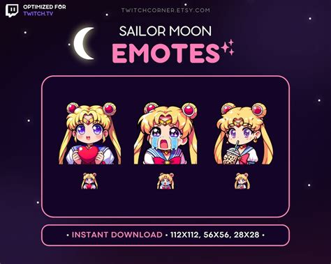 Sailor Moon Twitch Emote Pack Cute Sailor Moon Emote For Twitch Sailor