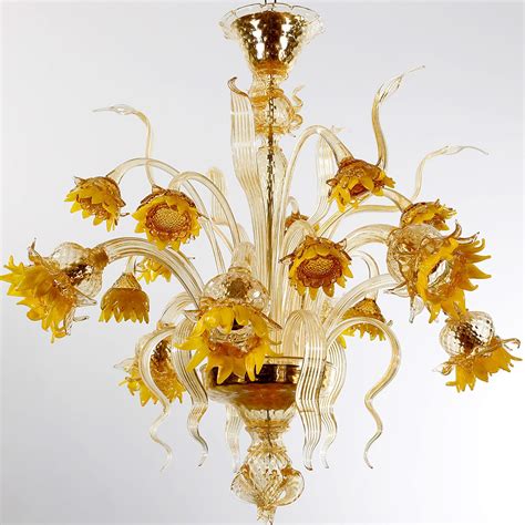 Lampadario Classico Girasoli Bottega Veneziana In Vetro Soffiato